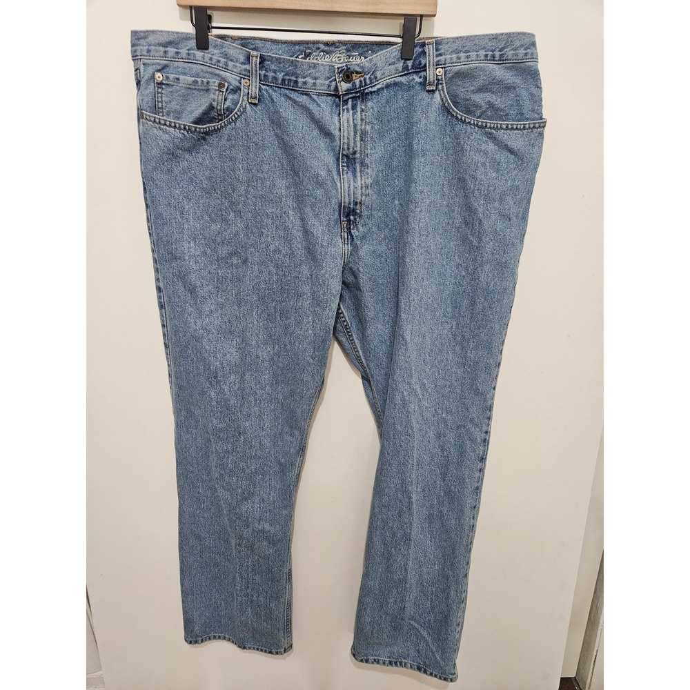 Eddie Bauer Mens Relaxed Fit Straight Leg Light Wash Blue Jeans 44x32 Cotton